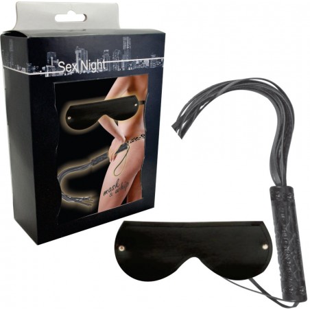 Chicote e Máscara Innamorata Love Items Sex Shop Bdsm Sexnight Couro Eco