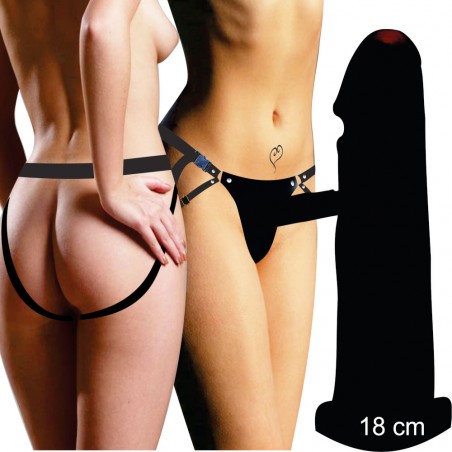 Strap On Pênis Com Cinta 18cm Color Black Ousado