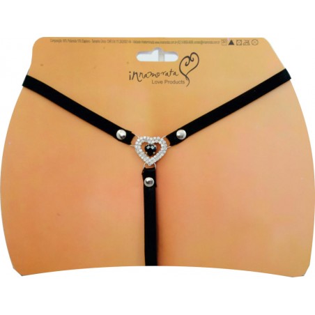 Calcinha Joia Prateada Cravejada com Strass e Pedras Negras Very Sexy Ousada Luxo inNamorata