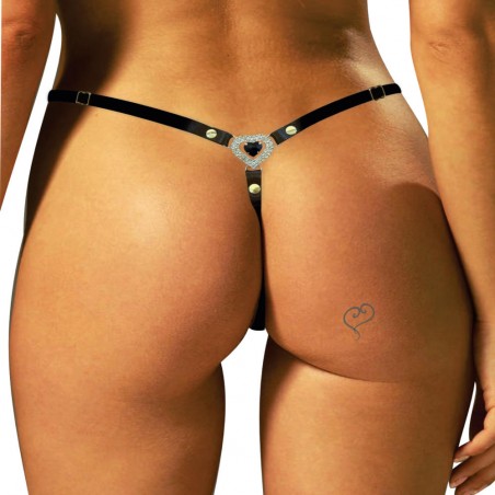 Calcinha Joia Dourada Cravejada com Strass e Pedras Negras Very Sexy Ousada Luxo inNamorata