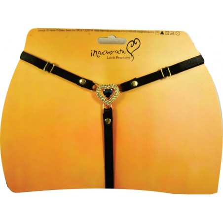 Calcinha Joia Dourada Cravejada com Strass e Pedras Negras Very Sexy Ousada Luxo inNamorata