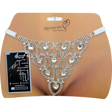 Calcinha Joia Prateada Cravejada com Strass e Pedras Cristais Very Sexy Ousada Luxo inNamorata