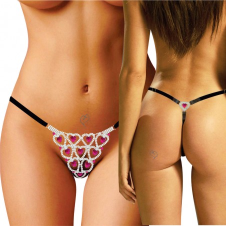 Calcinha Joia Prateada Cravejada de Strass e Pedras Pink Very Sexy Ousada Luxo inNamorata