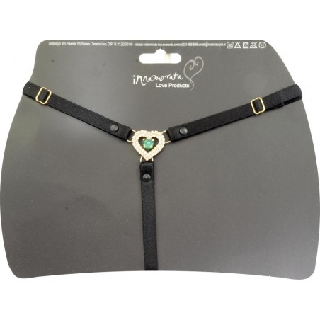 Calcinha Joia Dourada Cravejada de Strass e Pedras Lapidadas Verde Esmeralda Very Sexy Ousada Luxo inNamorata