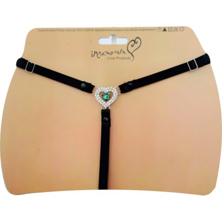 Calcinha Joia Prateada Cravejada de Strass e Pedras Verde Esmeralda Very Sexy Ousada Luxo inNamorata