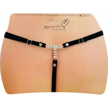 Calcinha Joia Dourada Cravejada de Strass e Pedras Negras Very Sexy Ousada Luxo inNamorata