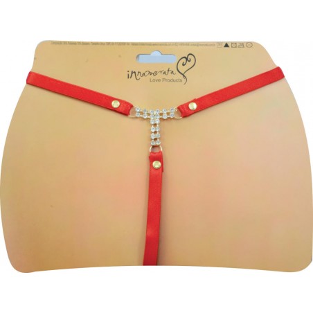 Calcinha Joia Dourada Cravejada de Strass e Pedras Vermelha Very Sexy Ousada Luxo inNamorata
