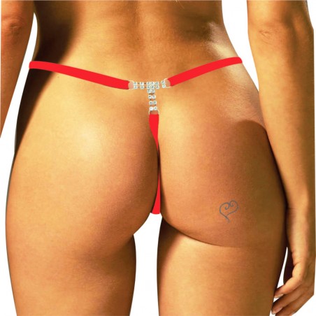 Calcinha Joia Dourada Cravejada de Strass e Pedras Vermelha Very Sexy Ousada Luxo inNamorata