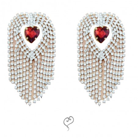 Tapa Seios Mamilos Nipple Joia Prateada Cravejada de Strass e Pedra Vermelha Very Sexy Luxo inNamorata