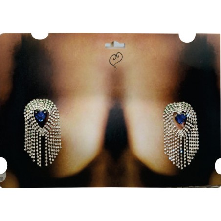Tapa Seios Mamilos Nipple Joia Prateada Cravejada de Strass e Pedra Azul Very Sexy Luxo inNamorata