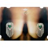 Tapa Seios Mamilos Nipple Joia Prateada Cravejada de Strass e Pedra Verde Esmeralda Very Sexy Luxo inNamorata