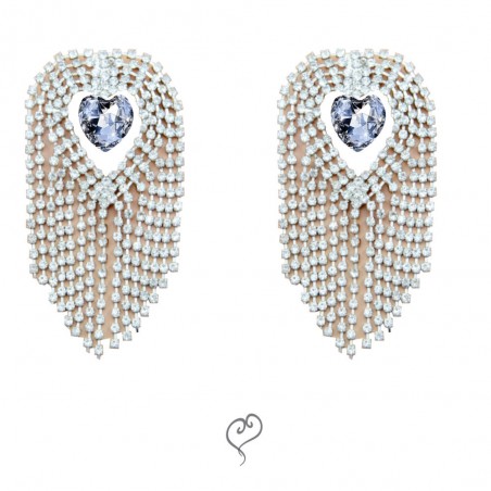 Tapa Seios Mamilos Nipple Joia Prateada Cravejada de Strass e Pedra Cristal Incolor Very Sexy Luxo inNamorata