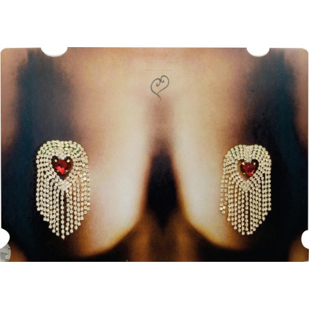 Tapa Seios Mamilos Nipple Joia Dourada Cravejada de Strass e Pedra Vermelha Paixão Very Sexy Luxo inNamorata