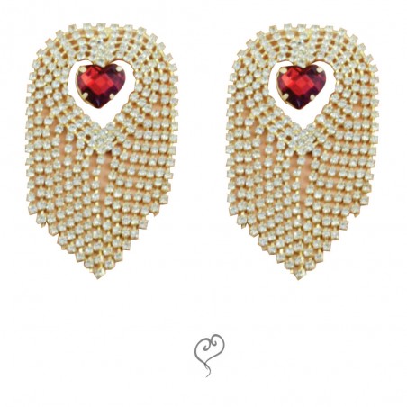 Tapa Seios Mamilos Nipple Joia Dourada Cravejada de Strass e Pedra Vermelha Paixão Very Sexy Luxo inNamorata