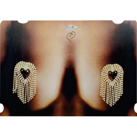 Tapa Seios Mamilos Nipple Joia Dourada Cravejada de Strass e Pedra Negra Very Sexy Luxo inNamorata