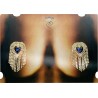 Tapa Seios Mamilos Nipple Joia Dourada Cravejada de Strass e Pedra Azul Turquesa Very Sexy Luxo inNamorata