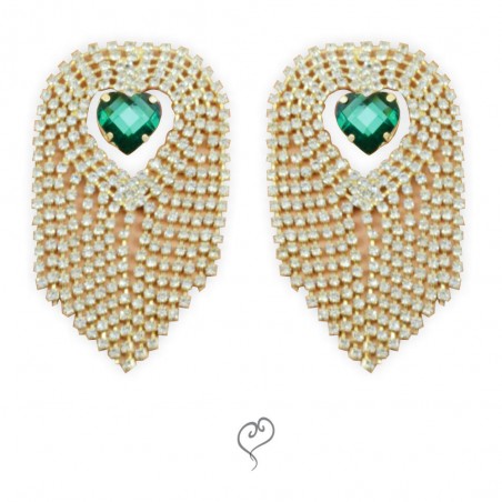 Tapa Seios Mamilos Nipple Joia Dourada Cravejada de Strass e Pedra Verde Esmeralda Very Sexy Luxo inNamorata