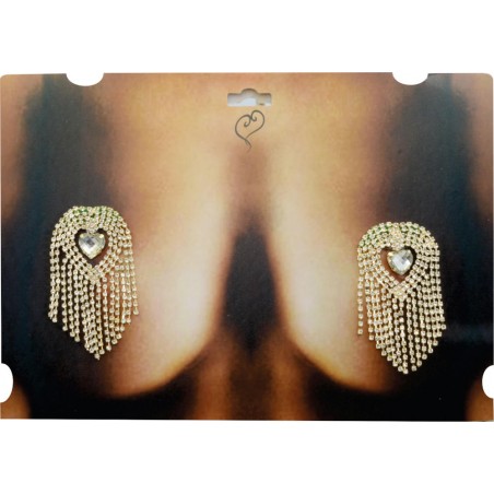 Tapa Seios Mamilos Nipple Joia Dourada Cravejada de Strass e Pedra Cristal Incolor Very Sexy Luxo inNamorata