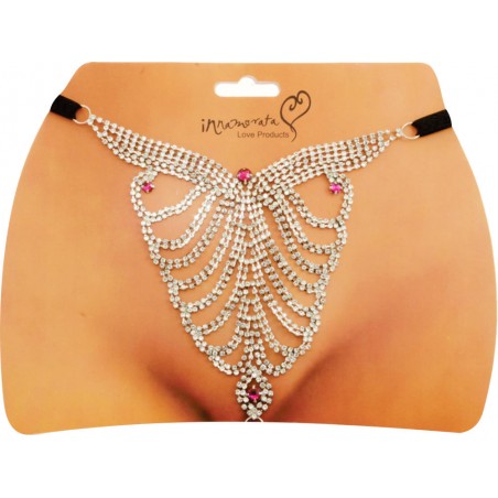 Calcinha Joia Palm Dubai Dourada Cravejada de Strass e Pedras Pink Very Sexy Ousada Luxo inNamorata