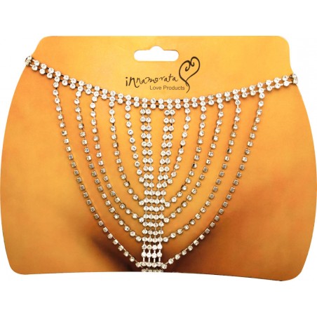 Calcinha Voal Joia Prateada Cravejada de Strass Very Sexy Ousada Luxo inNamorata