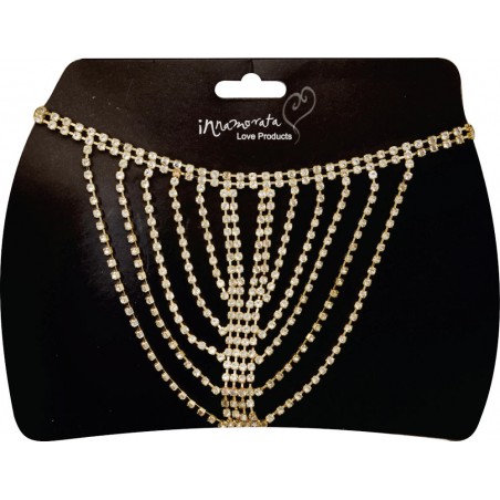 Calcinha Voal Joia Dourada Cravejada de Strass Very Sexy Ousada Luxo inNamorata