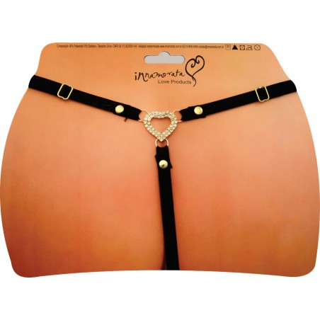 Calcinha Joia Dourada Coração Open Cravejada de Strass e Pedras Vermelhas Very Sexy Ousada Luxo inNamorata