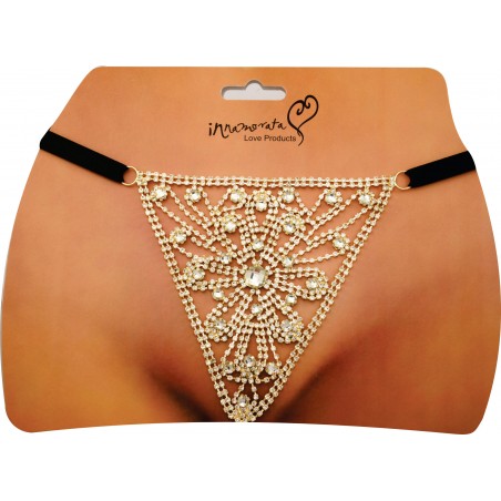 Calcinha Joia Dourada Cravejada de Strass e Pedra Cristal Very Sexy Ousada Luxo inNamorata