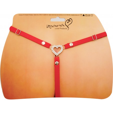CALCINHA JOIA CORAÇÃO OPEN PRATEADA CRAVEJADA DE STRASS E PEDRAS VERMELHAS PAIXÃO VERY SEXY OUSADA LUXO INNAMORATA