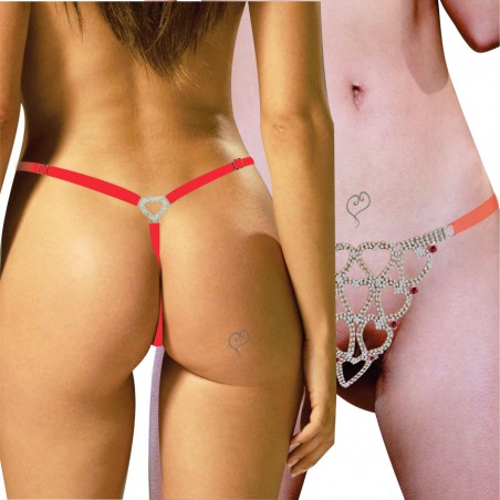 CALCINHA JOIA CORAÇÃO OPEN PRATEADA CRAVEJADA DE STRASS E PEDRAS VERMELHAS PAIXÃO VERY SEXY OUSADA LUXO INNAMORATA