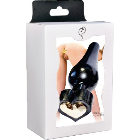 Plug Anal Joia Delicia Black Com Coração Dourado Cintura Definida Soft Prazeroso