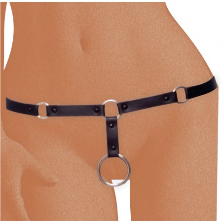 Calcinha Cinta Harness Couro Eco Cintura Sexy Arnês