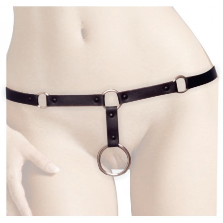 Calcinha Cinta Harness Couro Eco Cintura Sexy Arnês