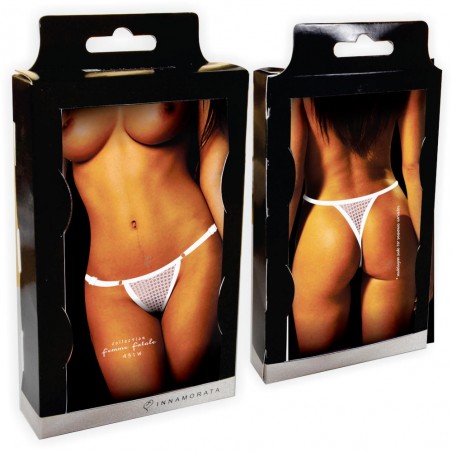 Calcinha Arrastão Branca Super Sexy Fio Dental Femme Fatale Collection