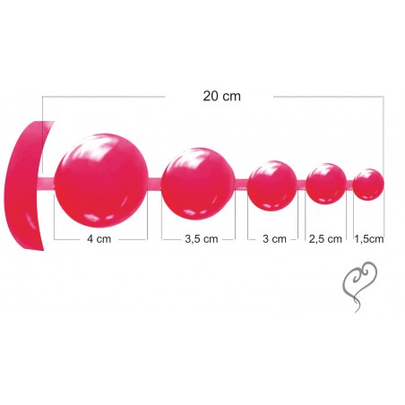 Plug Anal 5 Esferas Escalonada Flex Red Luxo Colors Estimuladora Prazerosa