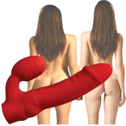 StrapOn StrapLess Dildo Red Luxo Colors Girl Ativa Para Mulher Prótese Peniana Segura Pela Vagina