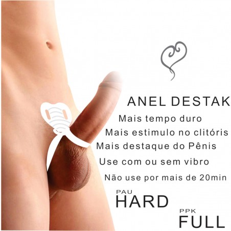 Anel Peniano Destak Encaixa no Pênis e Saco Escrotal e Com Textura Excitante Para o Clitóris