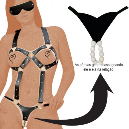 Body Duo Sexy CouroEco Harness Massageador Tailandes
