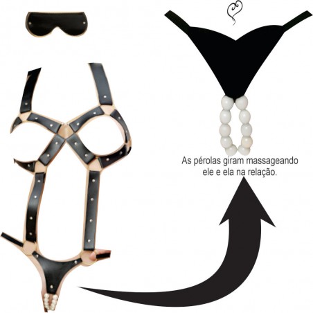 Body Duo Sexy CouroEco Harness Massageador Tailandes