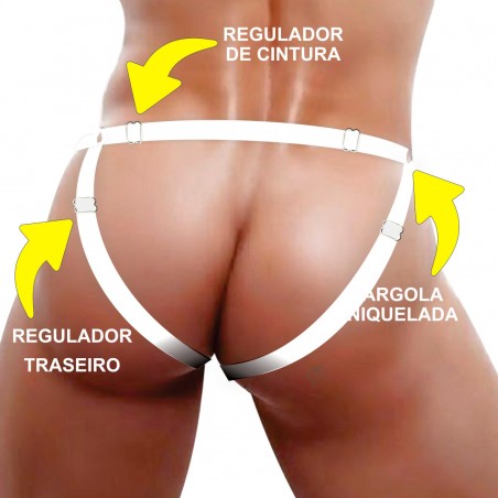 Cueca Aberta Com Duplo Anel Metálico Sexy Jockstrap Especial Ousada Picante