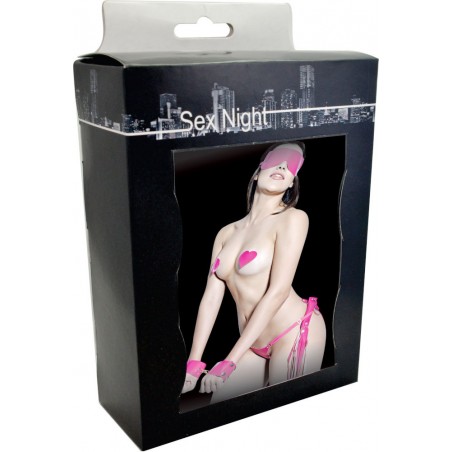 Kit Fetiche Dominadora Pink Couro Eco Chicote Máscara