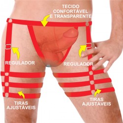 Cueca Jockstrap Sexy Especial 3 Cinta Ousada Vermelha Paixão Picante