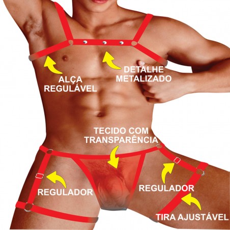 Cueca Jockstrap Sexy Kit Especial Ousada Vermelha Paixão Picante