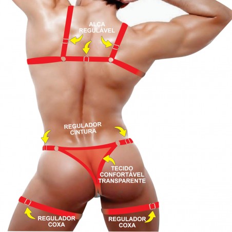 Cueca Jockstrap Sexy Kit Especial Ousada Vermelha Paixão Picante