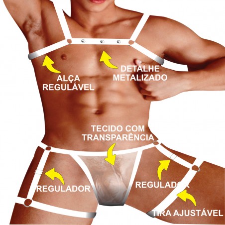 Cueca Jockstrap Sexy Kit Especial Ousada Branca Picante
