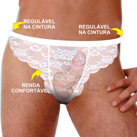 Cueca Renda Sexy Especial Ousada Regulável Branca Picante