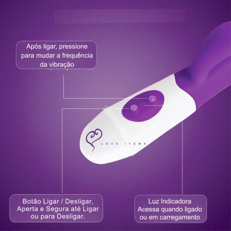 Vibrador Majú Rabbit inNamorata Personal 2 Vibros Orgasmos Múltiplos Estimula Clitóris e Ponto G Recarregável