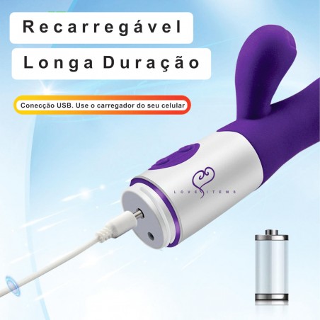 Vibrador Majú Rabbit inNamorata Personal 2 Vibros Orgasmos Múltiplos Estimula Clitóris e Ponto G Recarregável