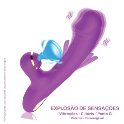 Vibrador Paola Rabbit inNamorata 3 Vibros Orgasmos Múltiplos Estimula Clitóris e Ponto G Recarregável