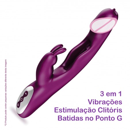 Vibrador Manuela Rabbit inNamorata 3 Vibros Orgasmos Múltiplos Estimula Clitóris e Ponto G Recarregável