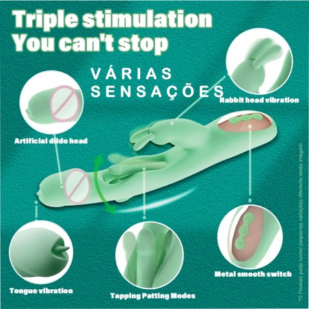 Vibrador Manuela Rabbit inNamorata 3 Vibros Orgasmos Múltiplos Estimula Clitóris e Ponto G Recarregável